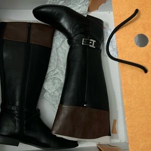 Brand new, never worn, in the box, to the knee two-tone boots.